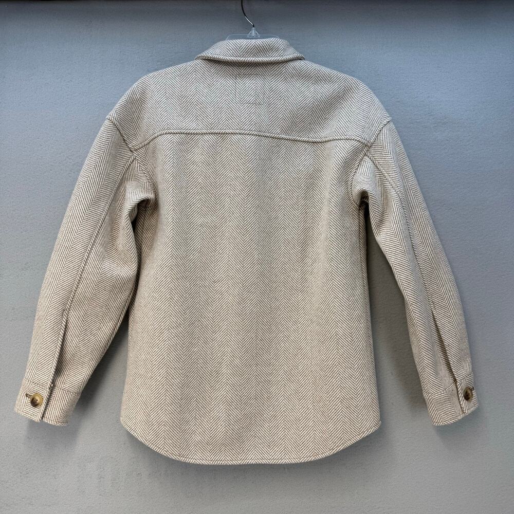 Avec Les Filles Shacket Women's XS Tan White Fall Jacket Cozy Fall Top EUC - Picture 2 of 11